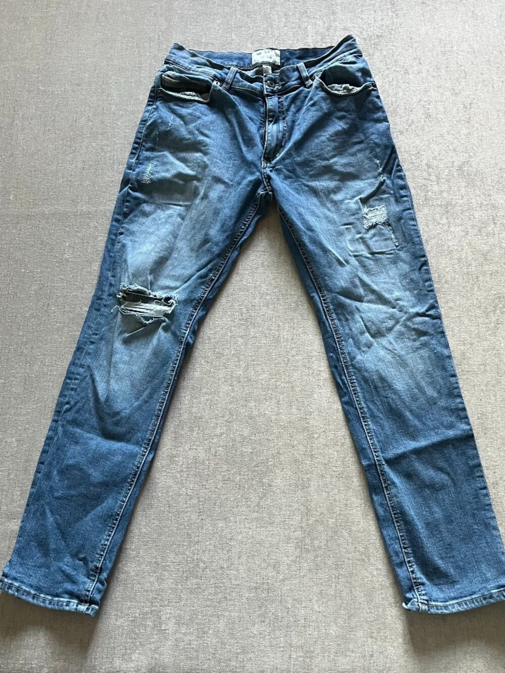 Sun + Stone Relaxed Straight Fit Jeans Men 32x29 Blue Denim Distressed Casual